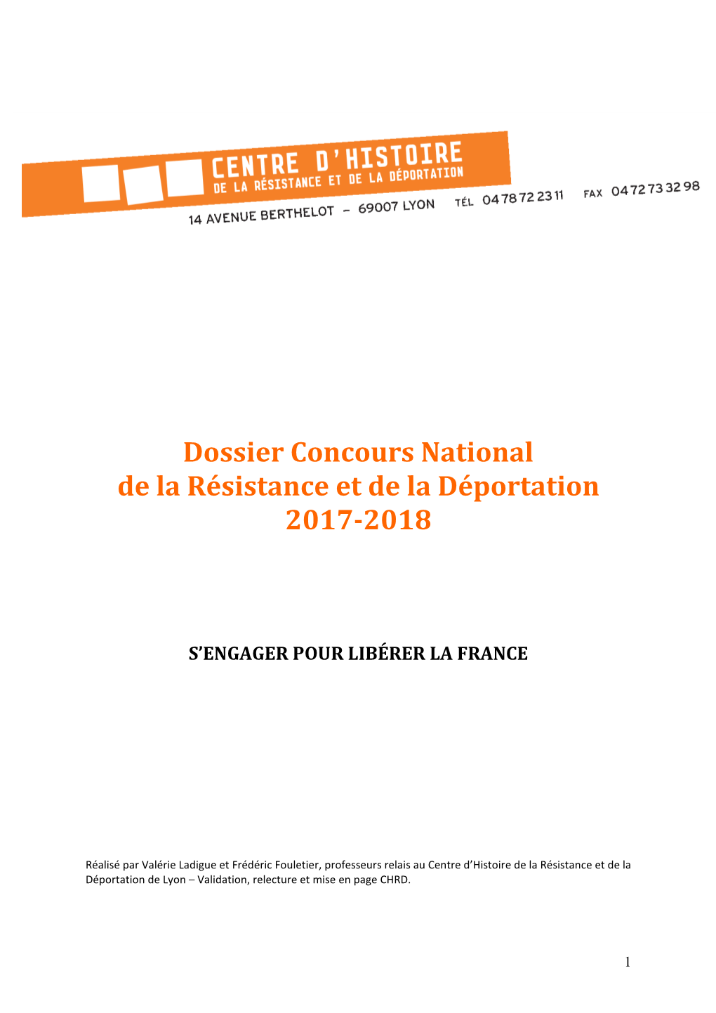Dossier Concours National De La Résistance Et De La Déportation 2017-2018