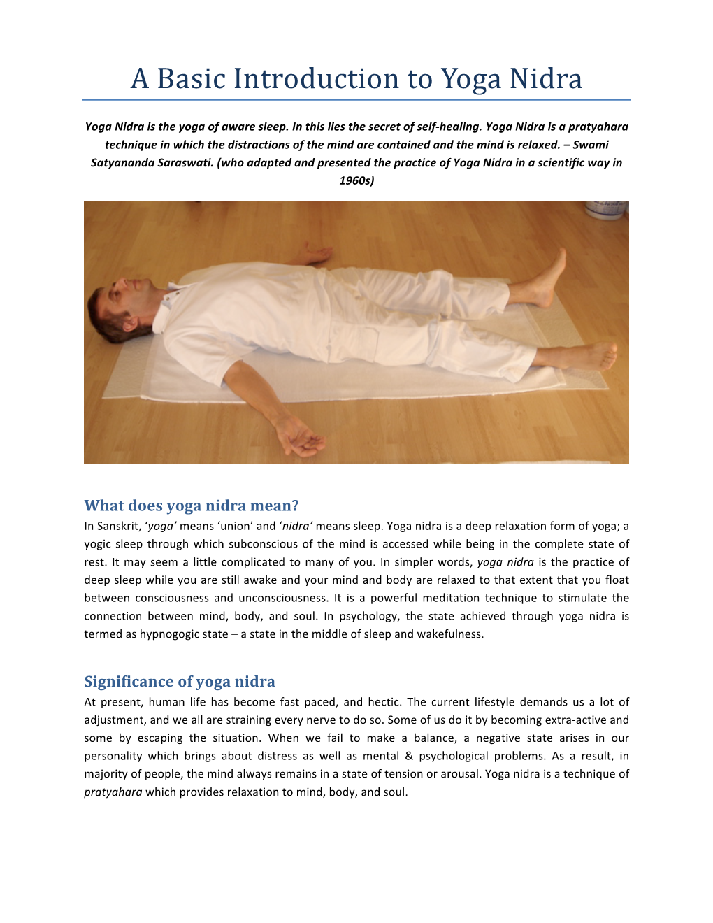 A Basic Introduction to Yoga Nidra by Sophia