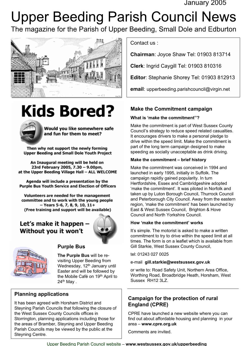 Upper Beeding Parish Council News the Magazine for the Parish of Upper Beeding, Small Dole and Edburton