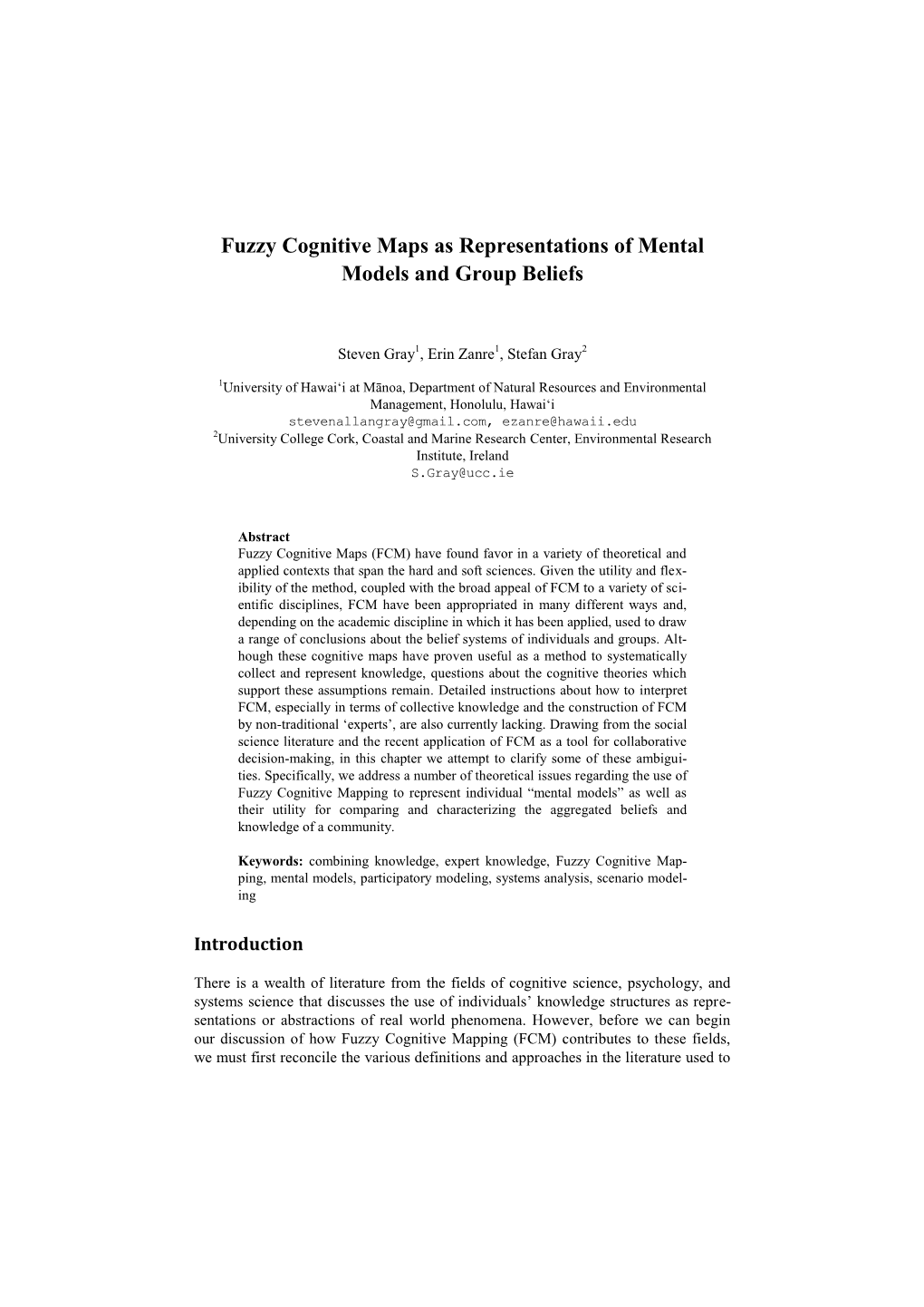 Fuzzy Cognitive Maps As Representations of Mental Models and Group Beliefs