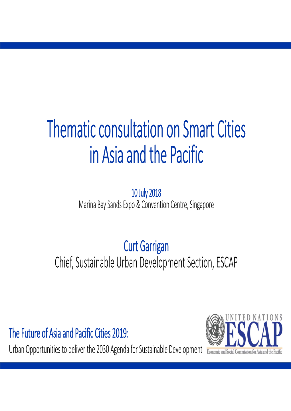 Thematic Consultation on Smart Cities in Asia and the Pacific