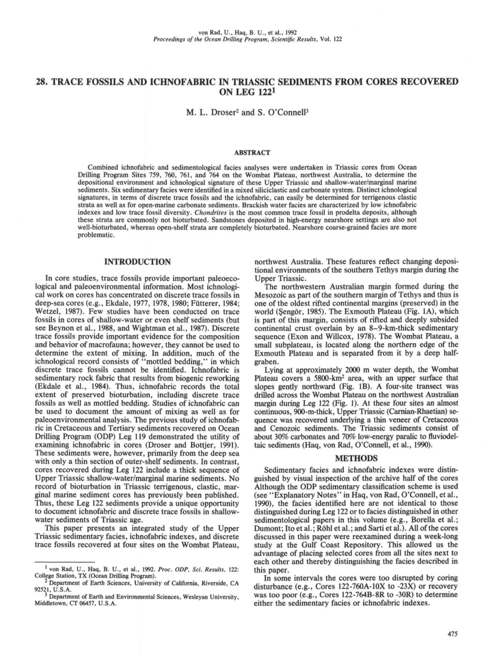 28. Trace Fossils and Ichnofabric in Triassic Sediments from Cores Recovered on Leg 1221