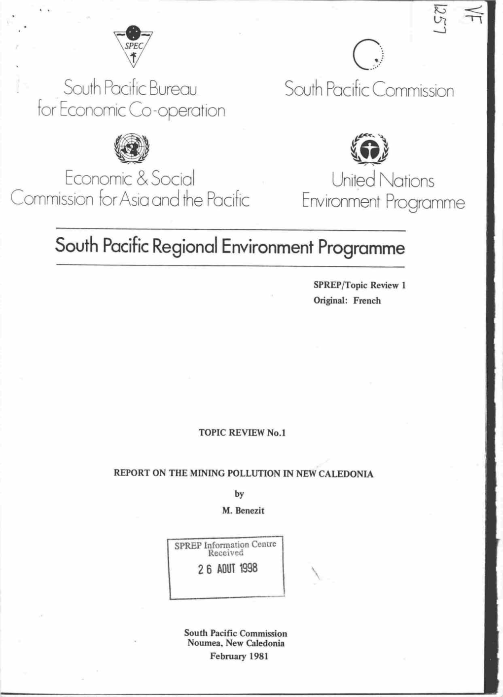 Report on the Mining Pollution in New Caledonia TR:1