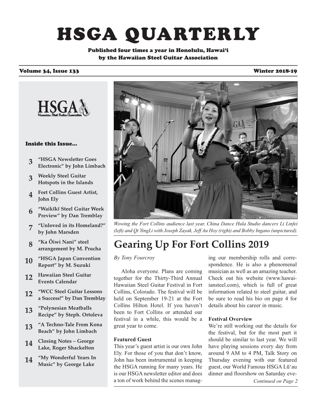 HSGA QUARTERLY Published Four Times a Year in Honolulu, Hawai‘I by the Hawaiian Steel Guitar Association