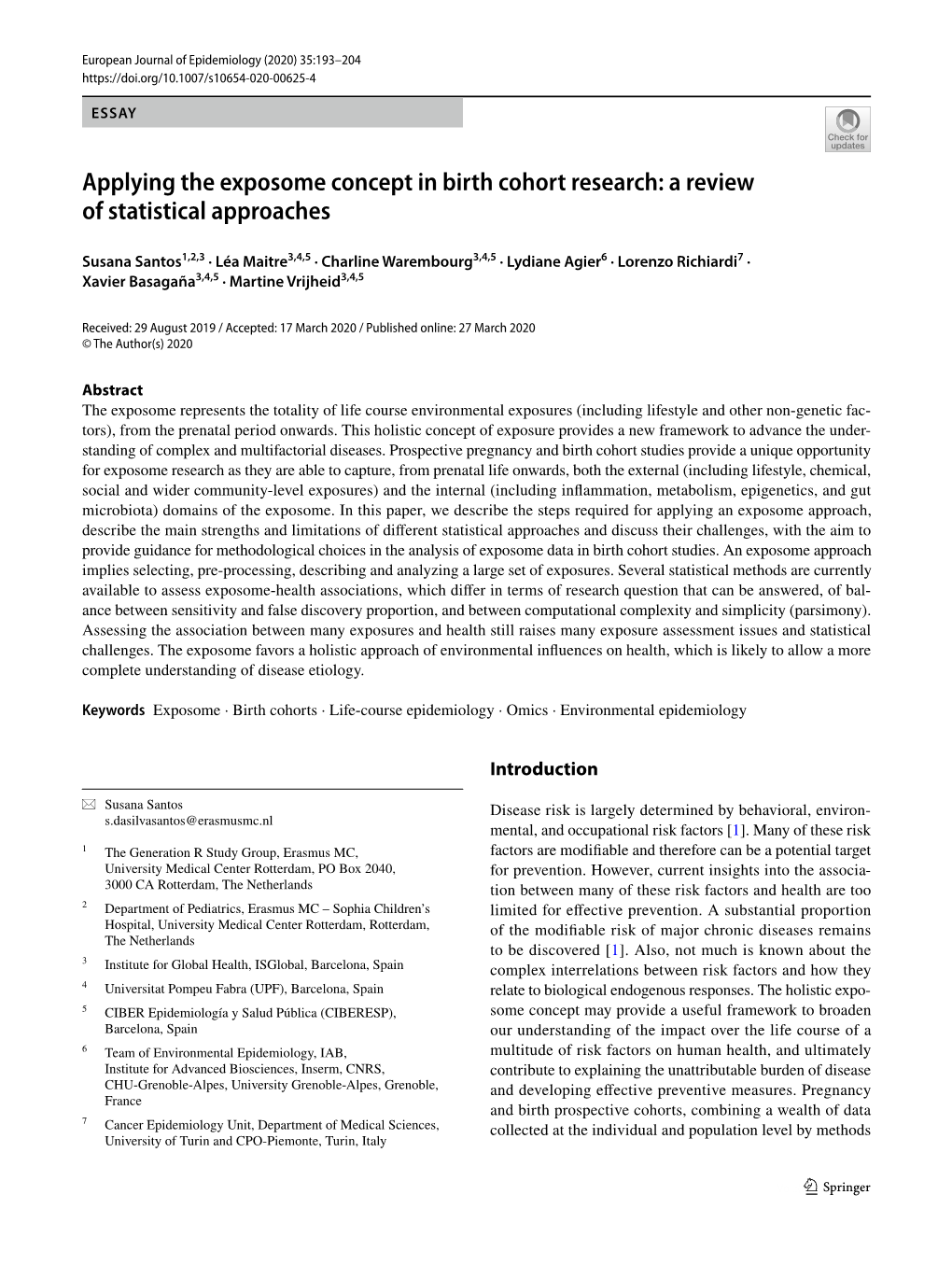 Applying the Exposome Concept in Birth Cohort Research: a Review of Statistical Approaches