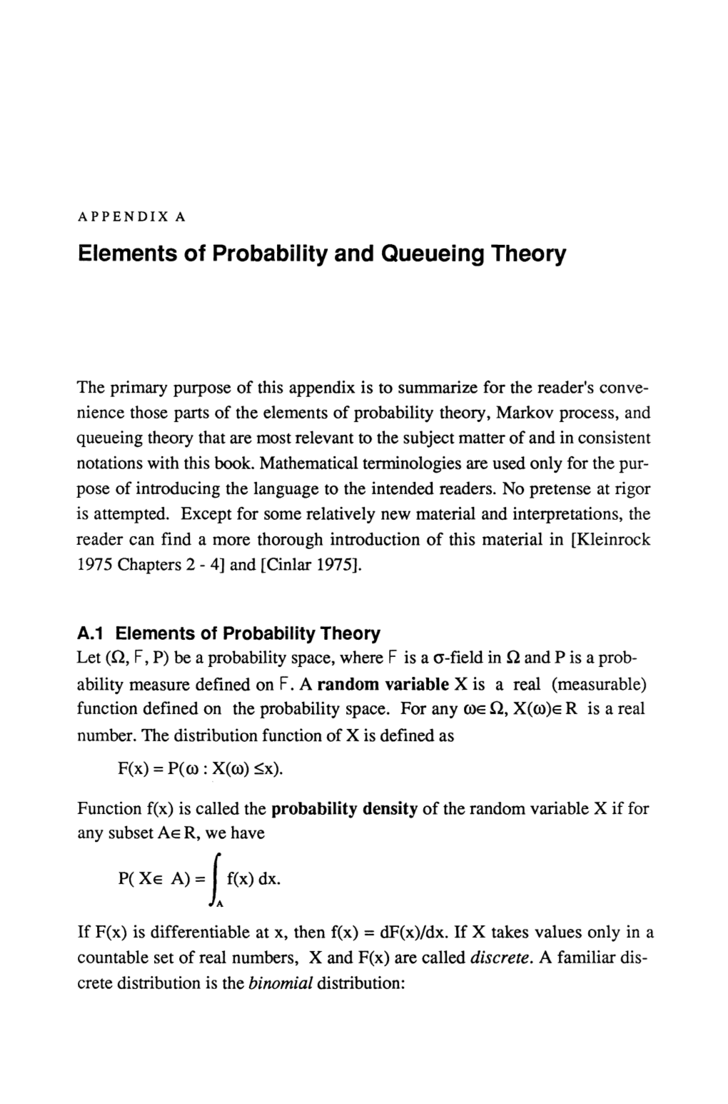 Elements of Probability and Queueing Theory