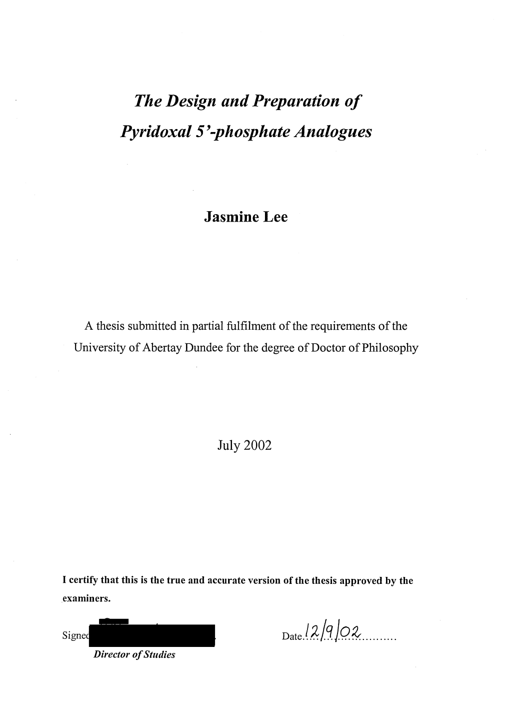 The Design and Preparation of Pyridoxal 5'-Phosphate Analogues