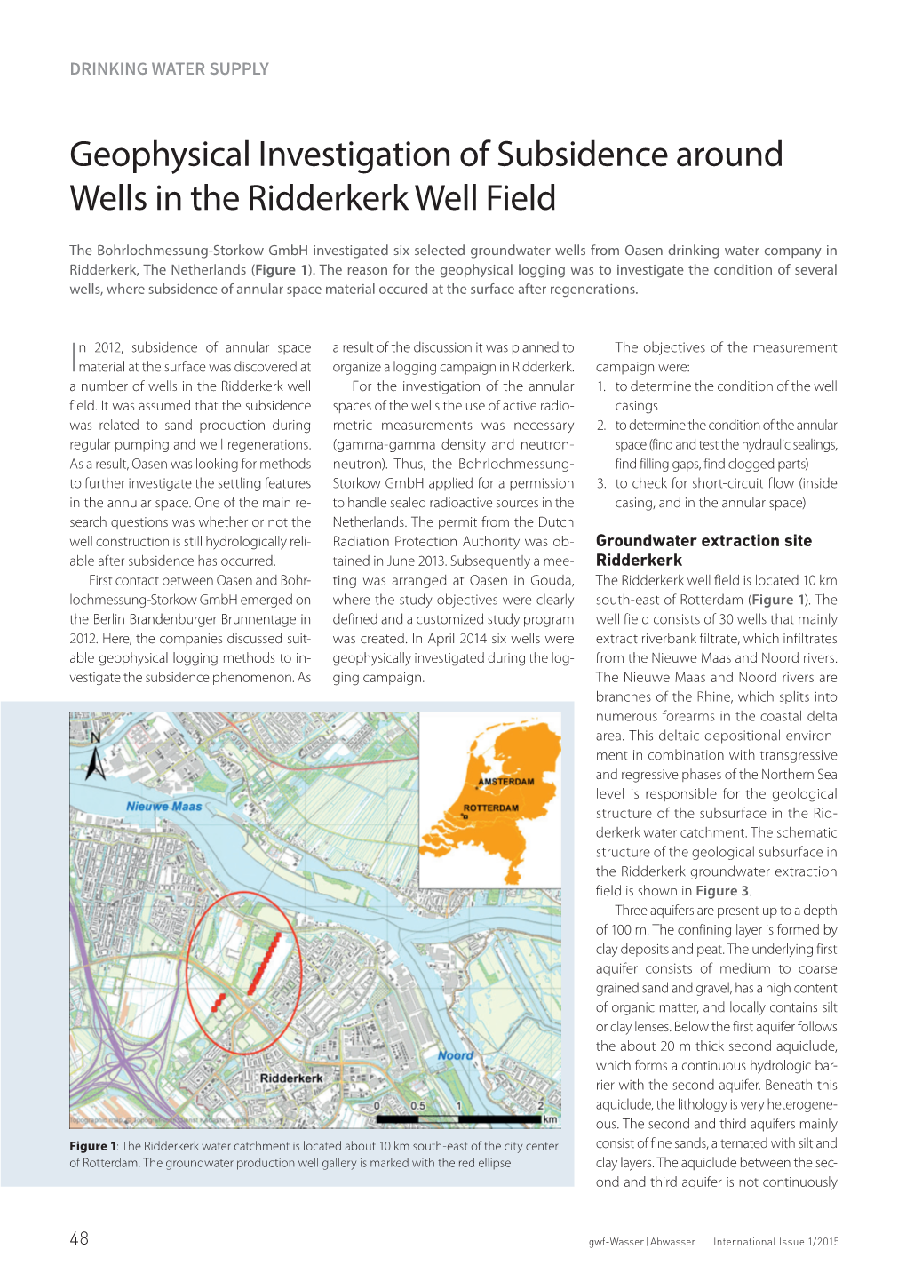 Geophysical Investigation of Subsidence Around Wells in the Ridderkerk Well Field