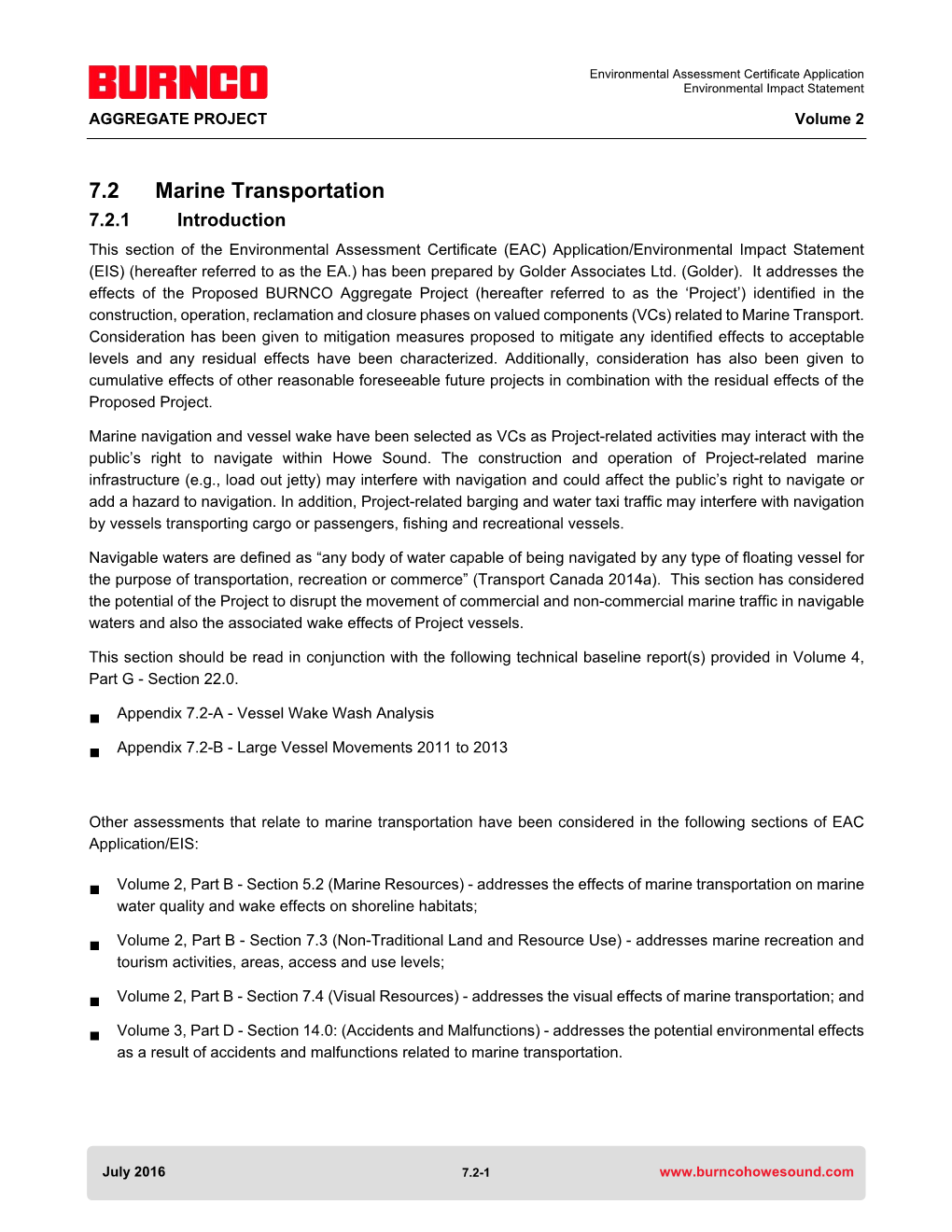 7.2 Marine Transportation