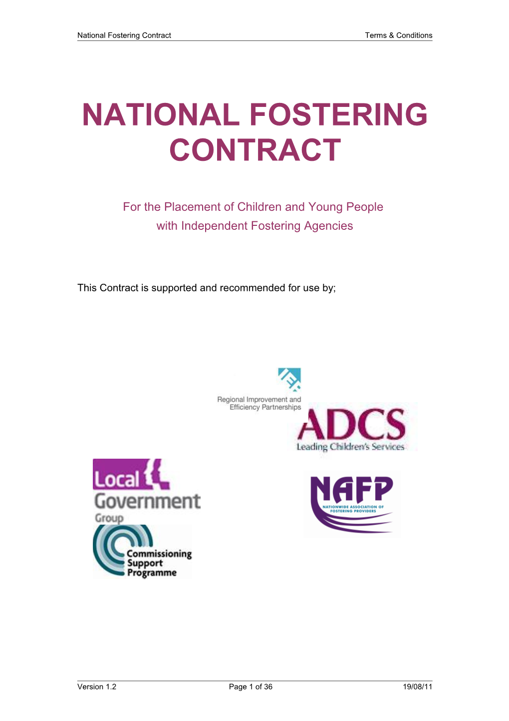 National Framework Contract for Independent Fostering Agency Placements