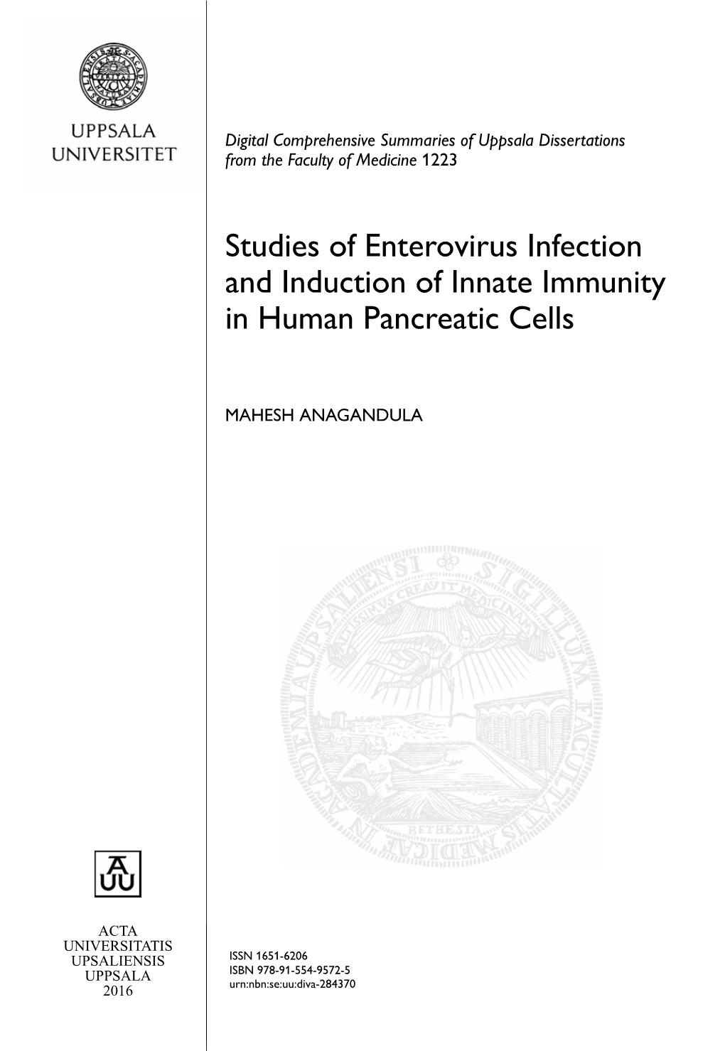 Studies of Enterovirus Infection and Induction of Innate Immunity in Human Pancreatic Cells