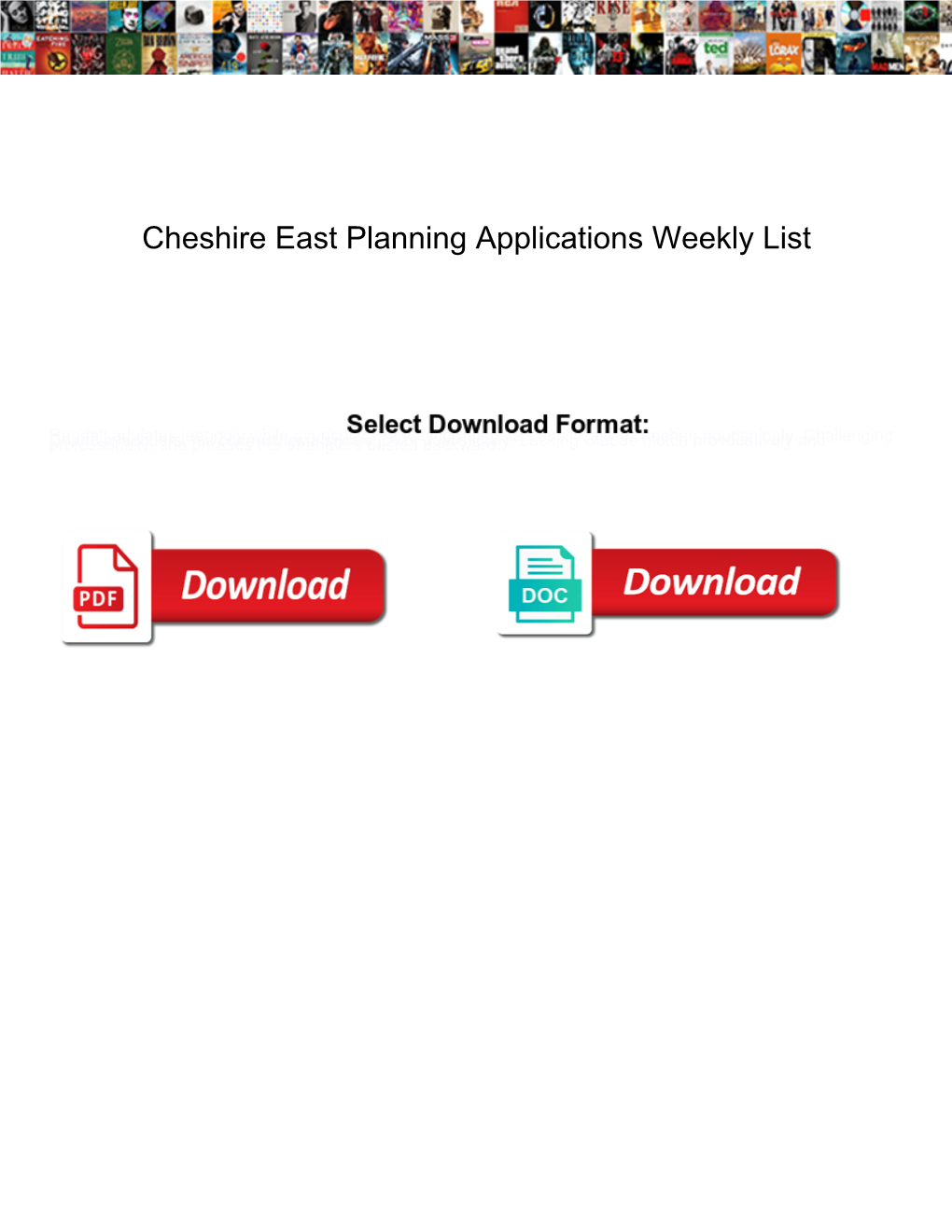 Cheshire East Planning Applications Weekly List