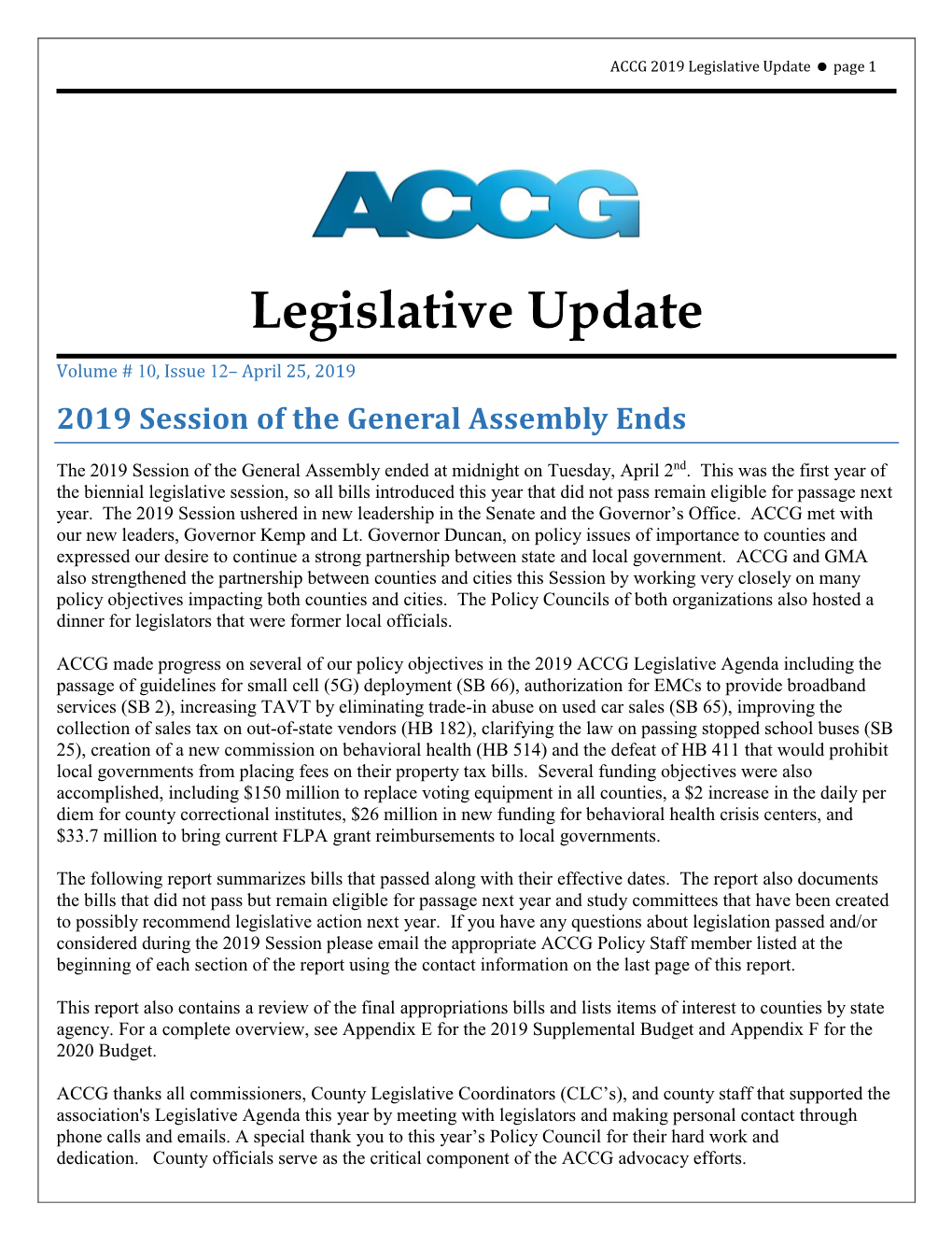 Legislative Update  Page 1