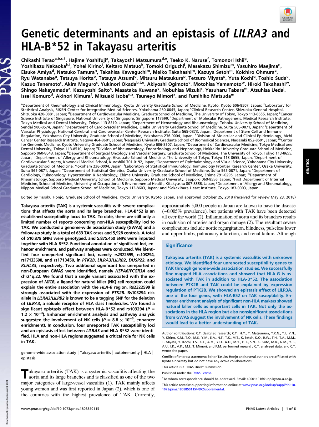 Genetic Determinants and an Epistasis of LILRA3 and HLA-B 52 In