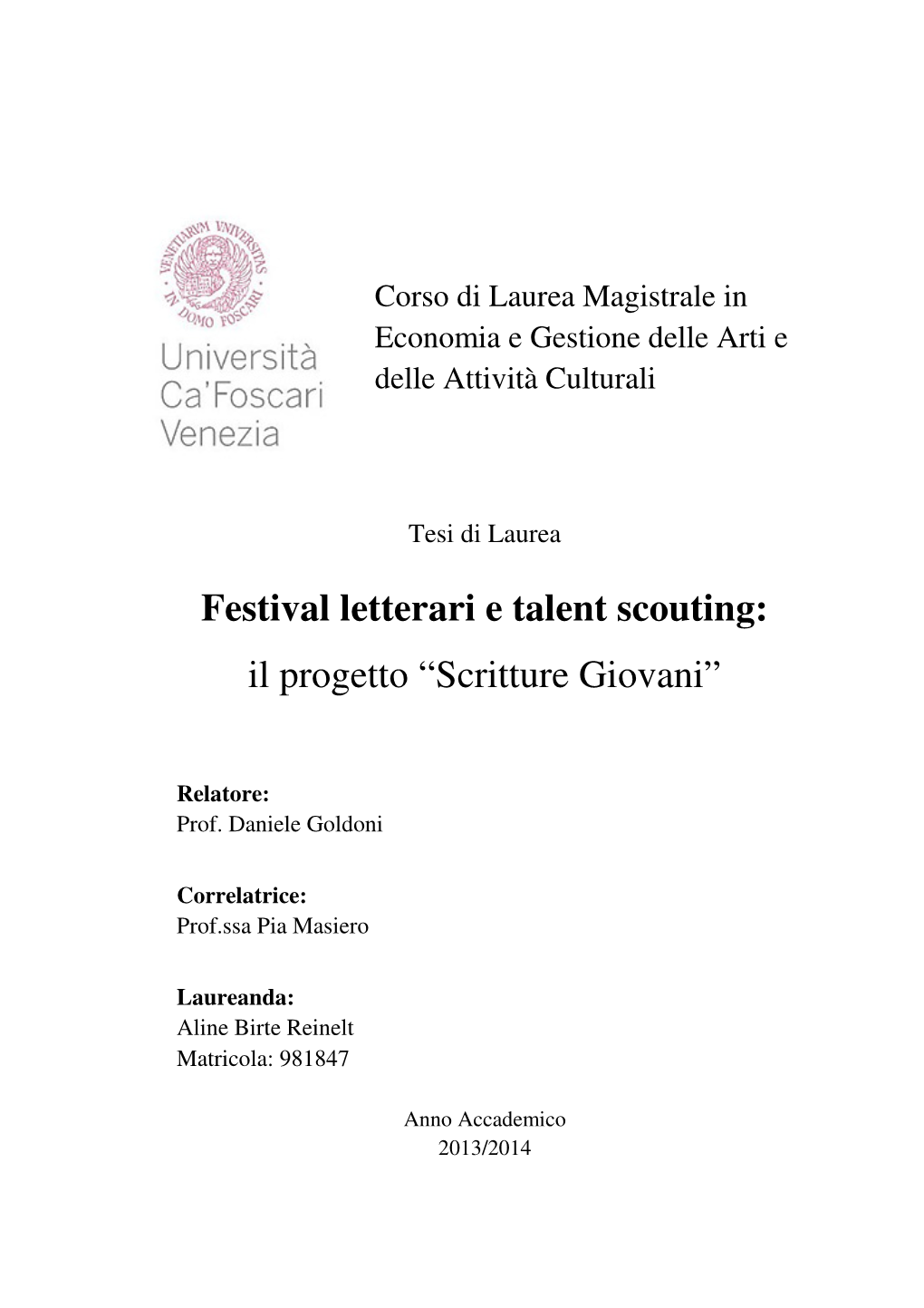 Festival Letterari E Talent Scouting: Il Progetto “Scritture Giovani”