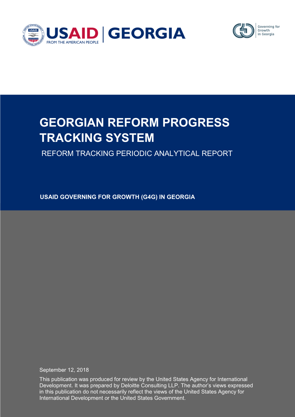 Georgian Reform Progress Tracking System Reform Tracking Periodic Analytical Report