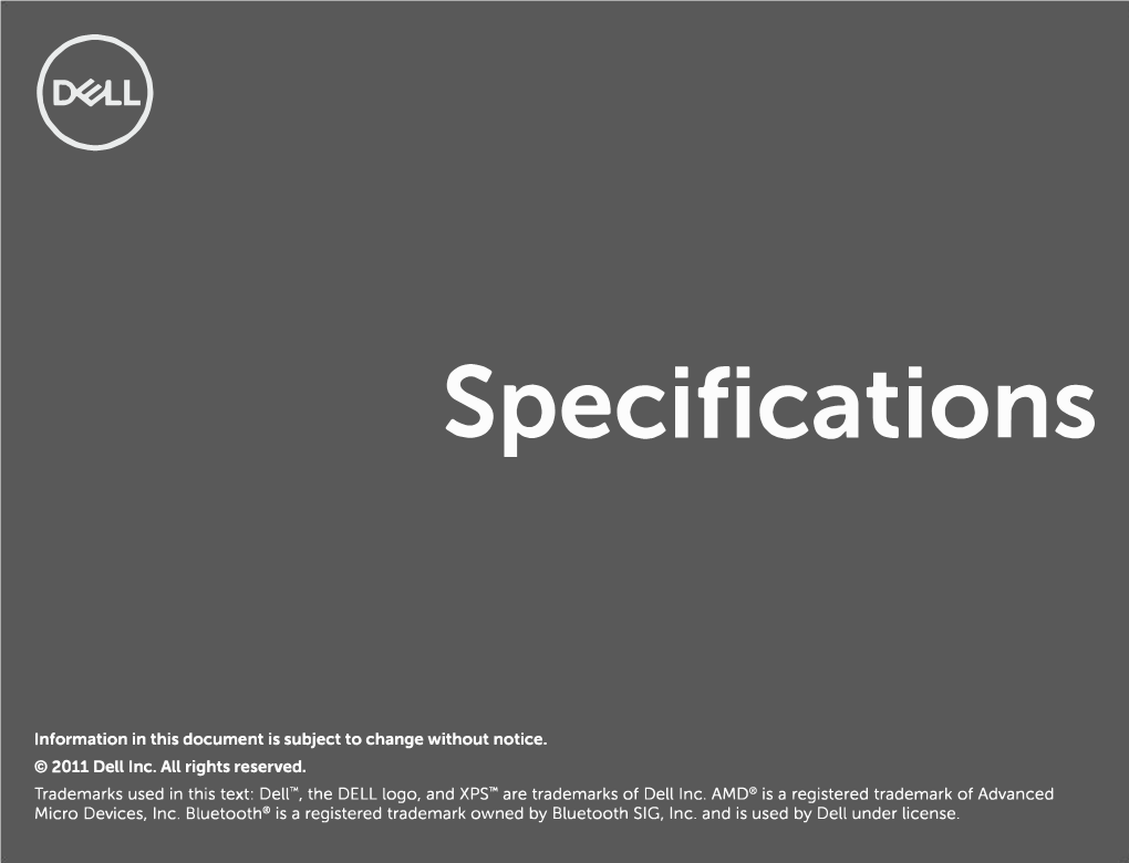 XPS 14Z L412z Specifications