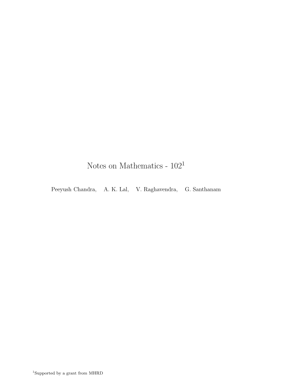 Notes on Mathematics - 1021