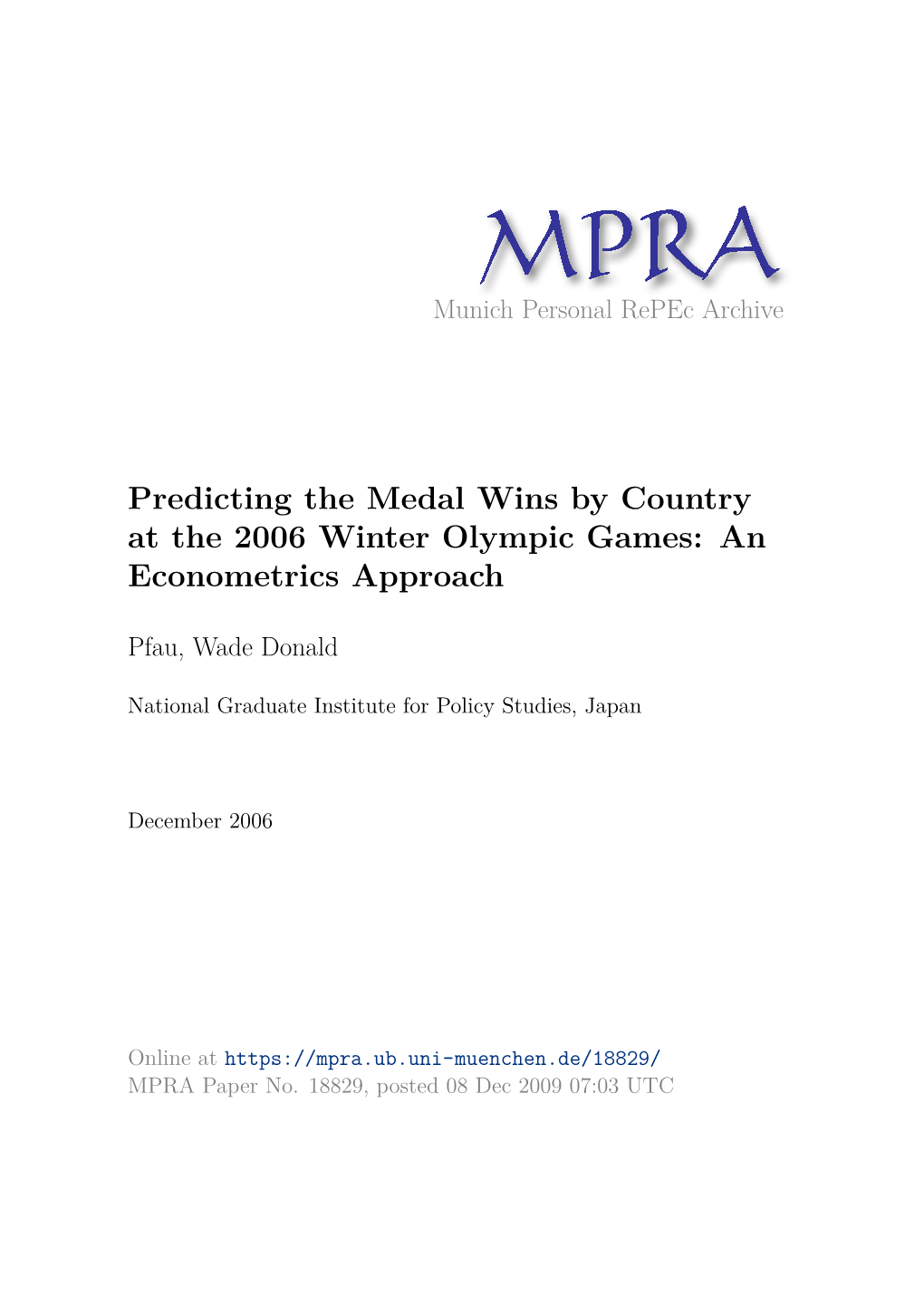 “Predictions for Medal Wins by Country