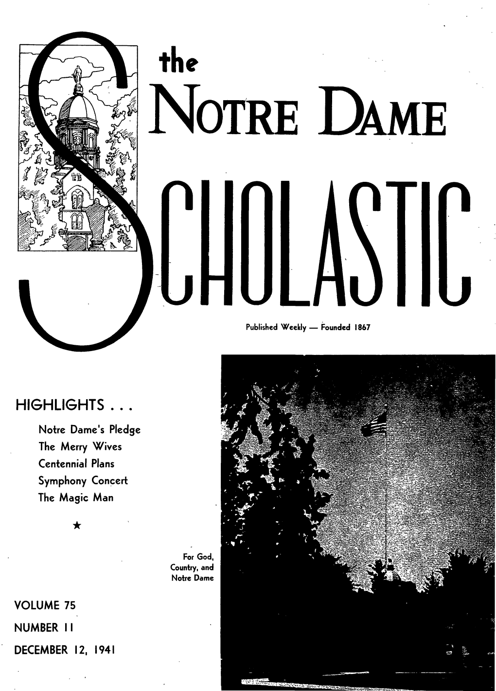 Notre Dame Scholastic, Vol. 75, No. 11 -- 12 December 1941