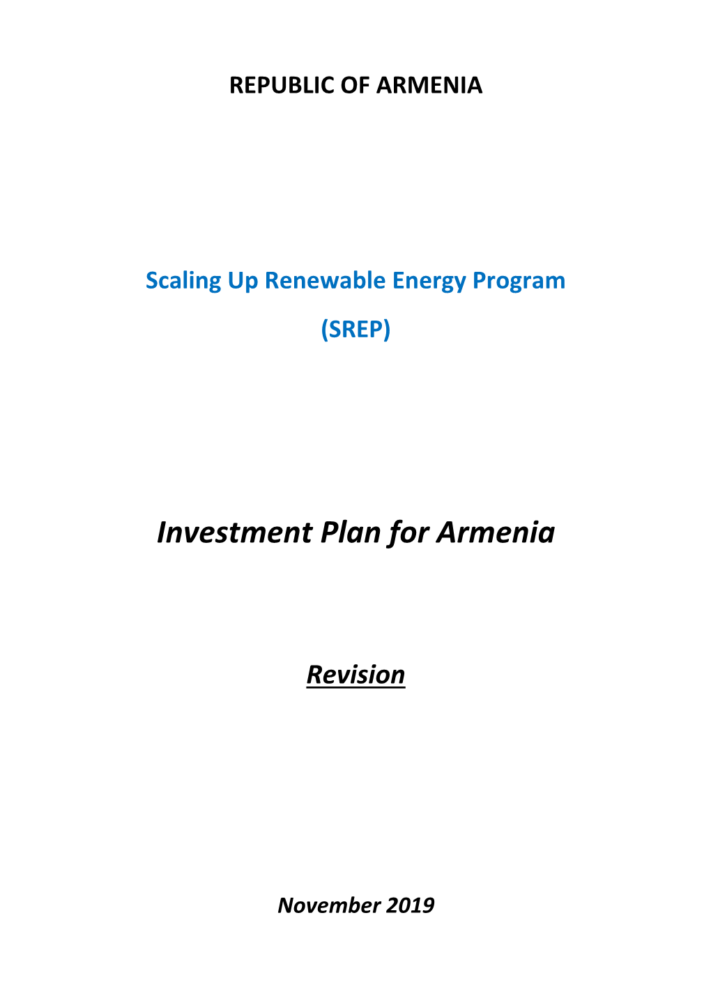 Investment Plan for Armenia