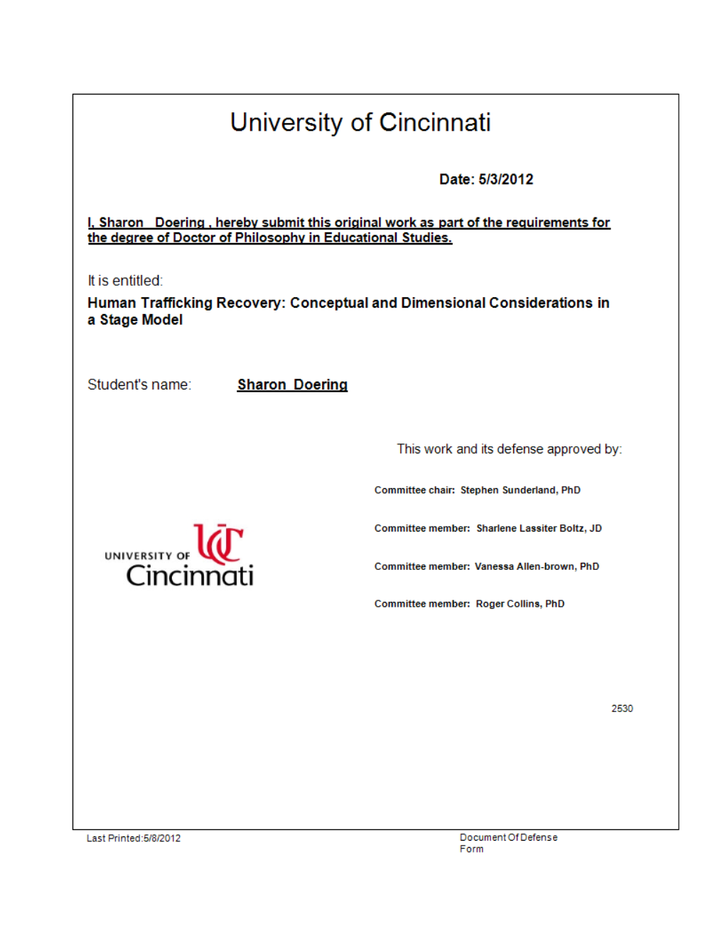 Human Trafficking Recovery: Conceptual and Dimensional Considerations in a Stage Model