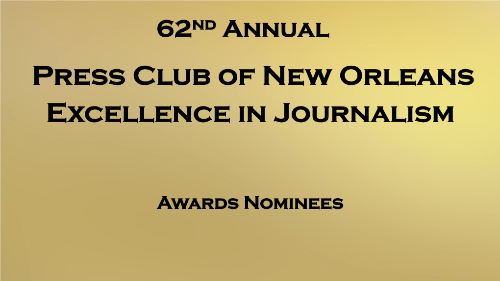 Excellence in Journalism Press Club of New Orleans