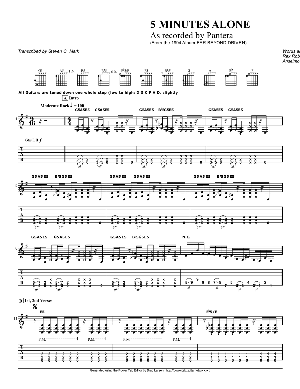 Pantera (From the 1994 Album FAR BEYOND DRIVEN) Transcribed by Steven C