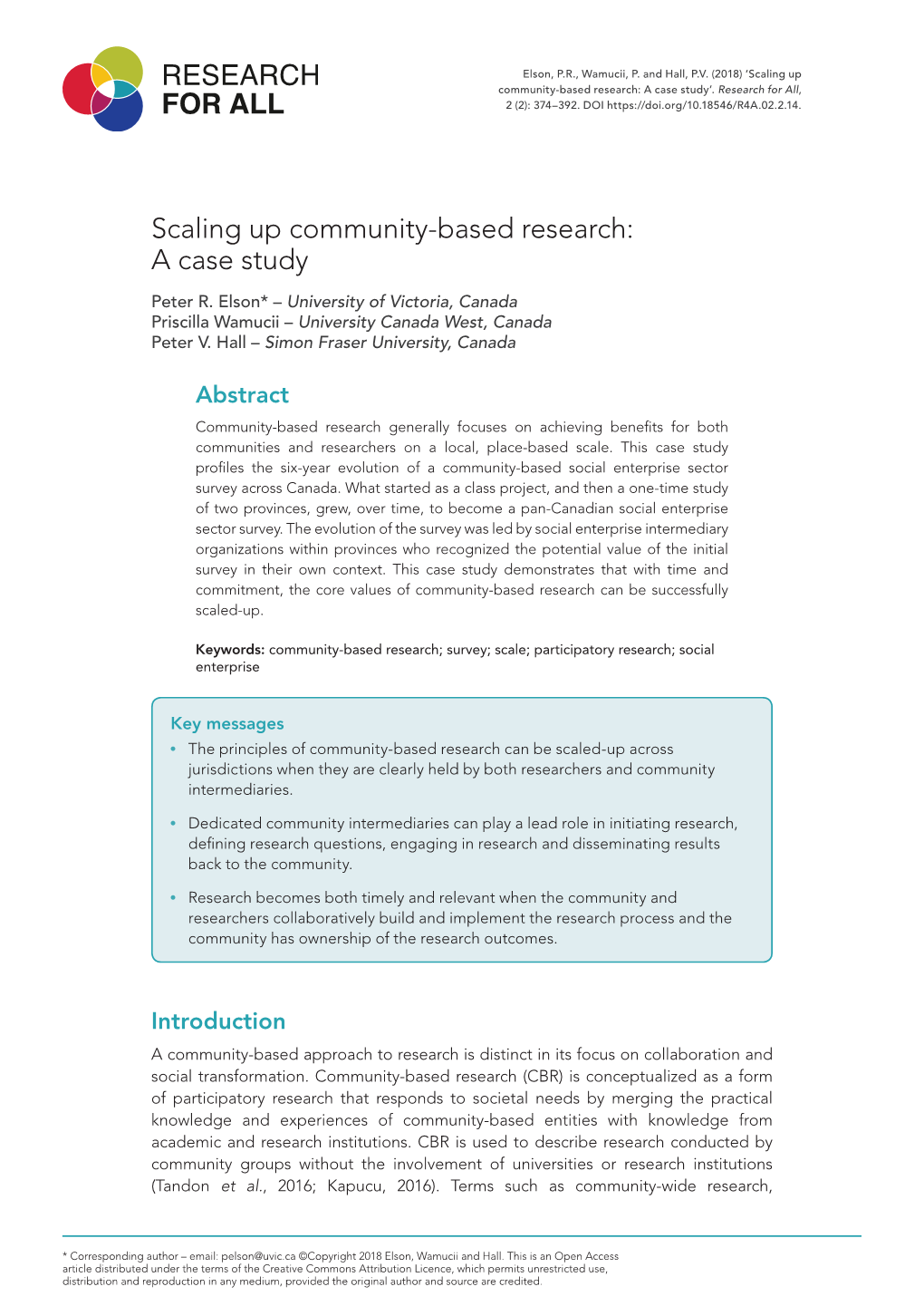 Scaling up Community-Based Research: a Case Study’