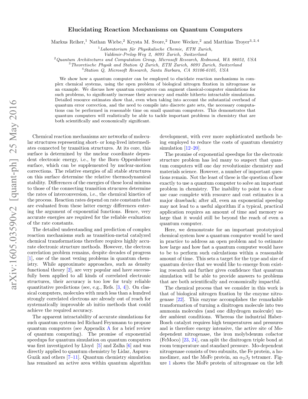 Elucidating Reaction Mechanisms on Quantum Computers