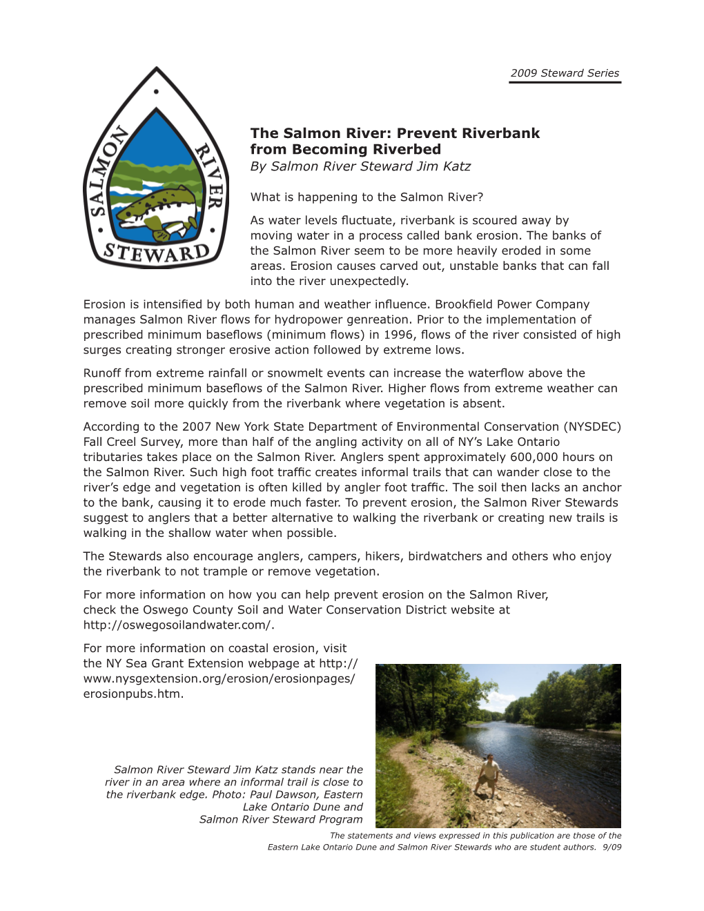 The Salmon River: Prevent Riverbank from Becoming Riverbed by Salmon River Steward Jim Katz