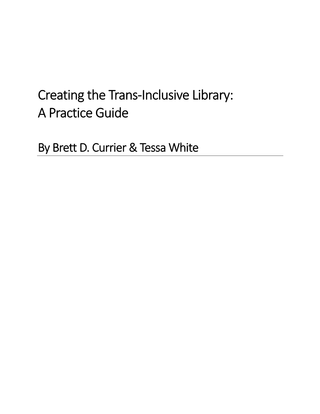 Creating the Trans-Inclusive Library: a Practice Guide