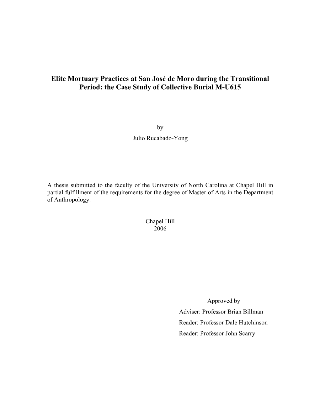 Elite Mortuary Practices at San José De Moro During the Transitional Period: the Case Study of Collective Burial M-U615