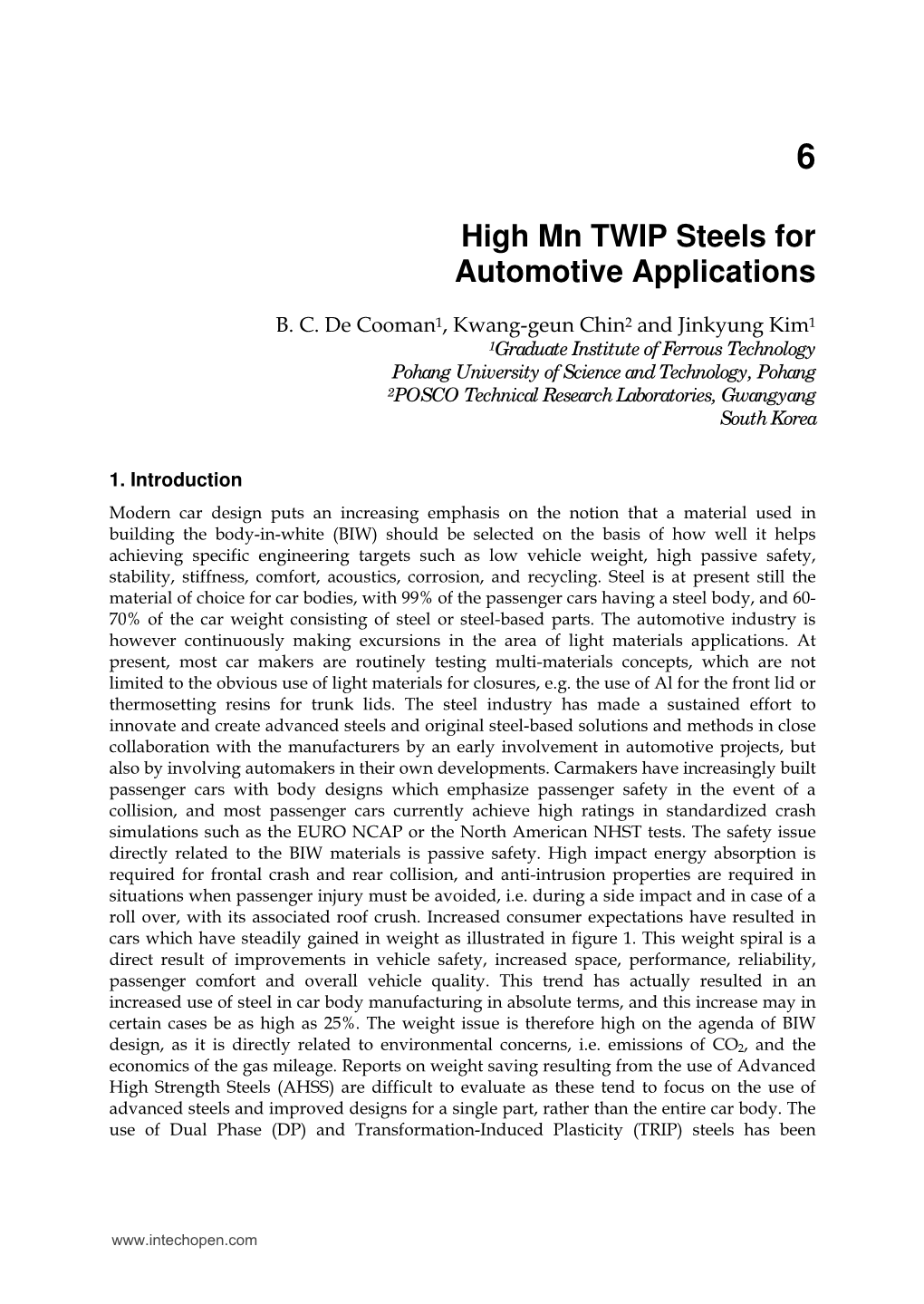 High Mn TWIP Steels for Automotive Applications