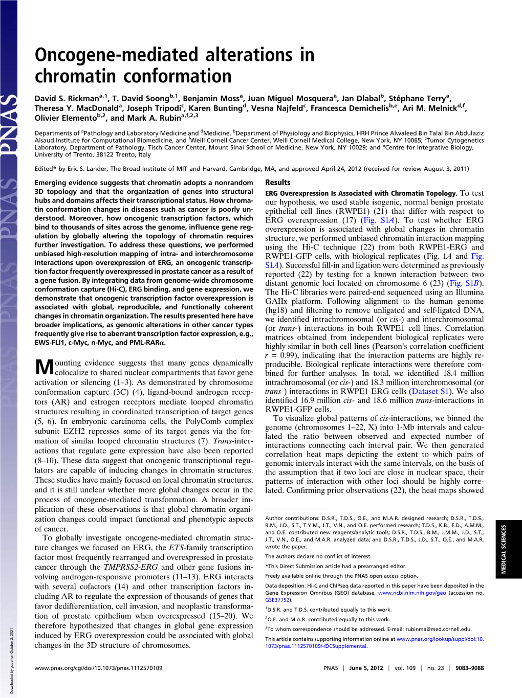 Oncogene-Mediated Alterations in Chromatin Conformation