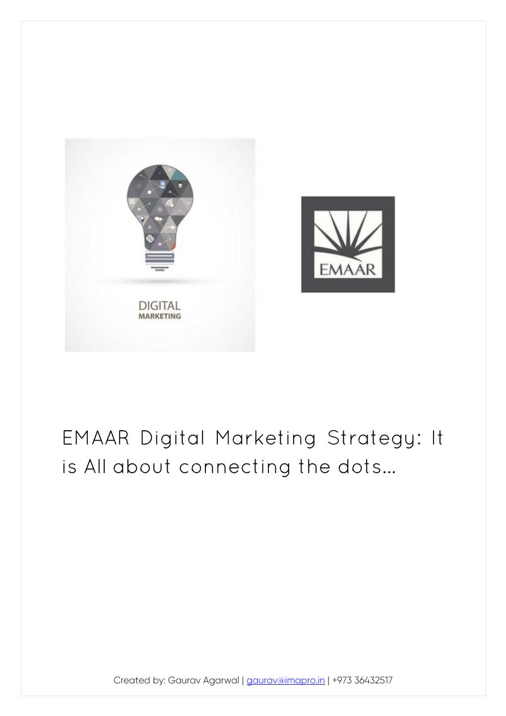 EMAAR Digital Marketing Strategy: It Is All About Connecting the Dots…