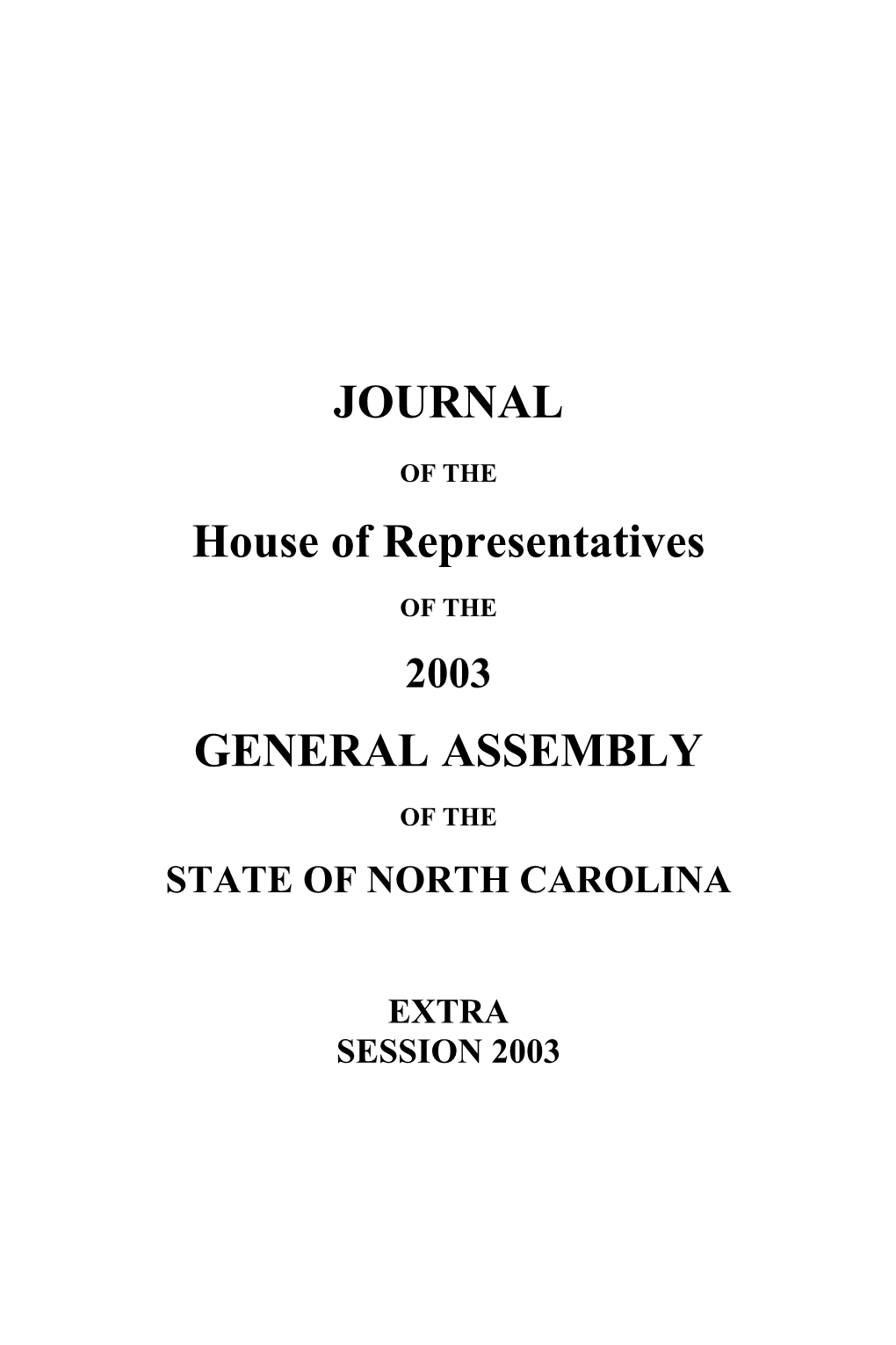 JOURNAL House of Representatives GENERAL