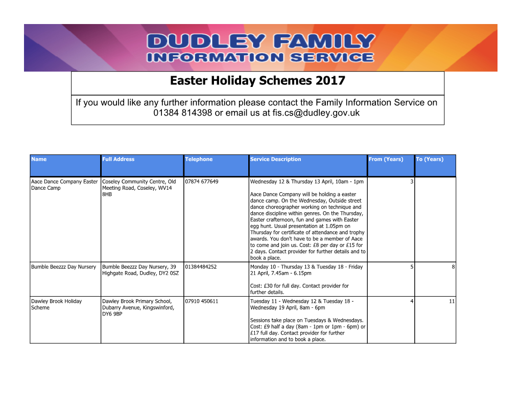 Holiday Schemes 2017