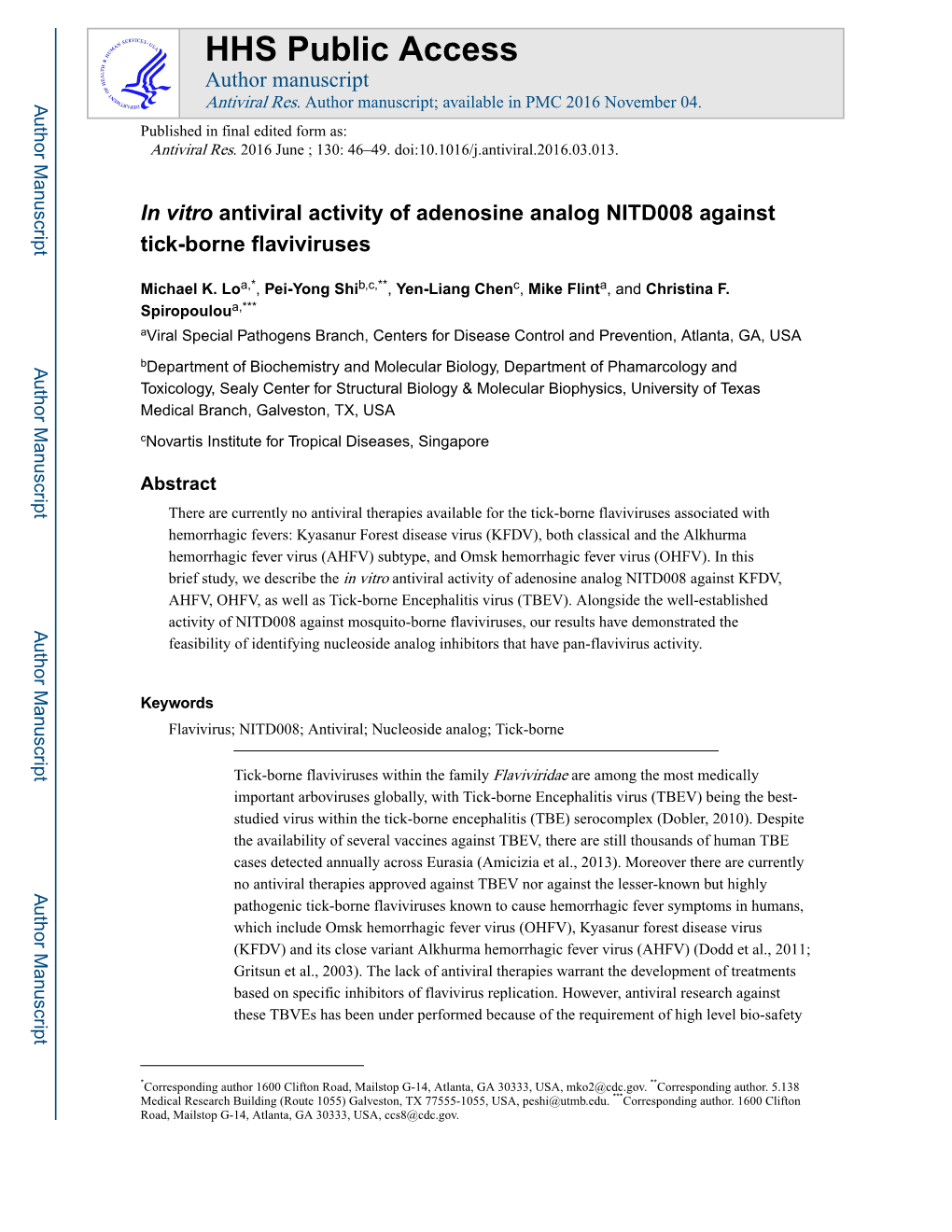In Vitro Antiviral Activity of Adenosine Analog NITD008 Against Tick-Borne Flaviviruses