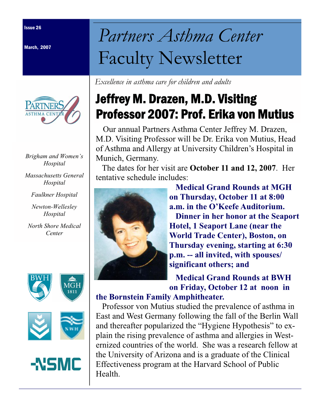 Partners Asthma Center Faculty Newsletter