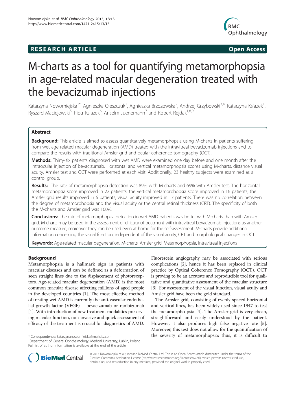 M-Charts As a Tool for Quantifying Metamorphopsia in Age-Related