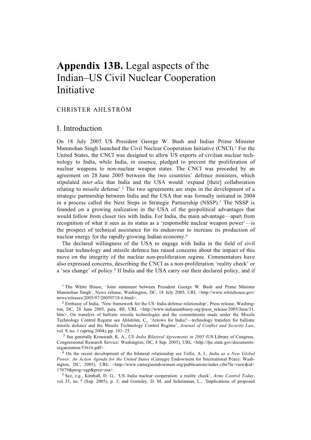 Appendix 13B. Legal Aspects of the Indian–US Civil Nuclear Cooperation Initiative