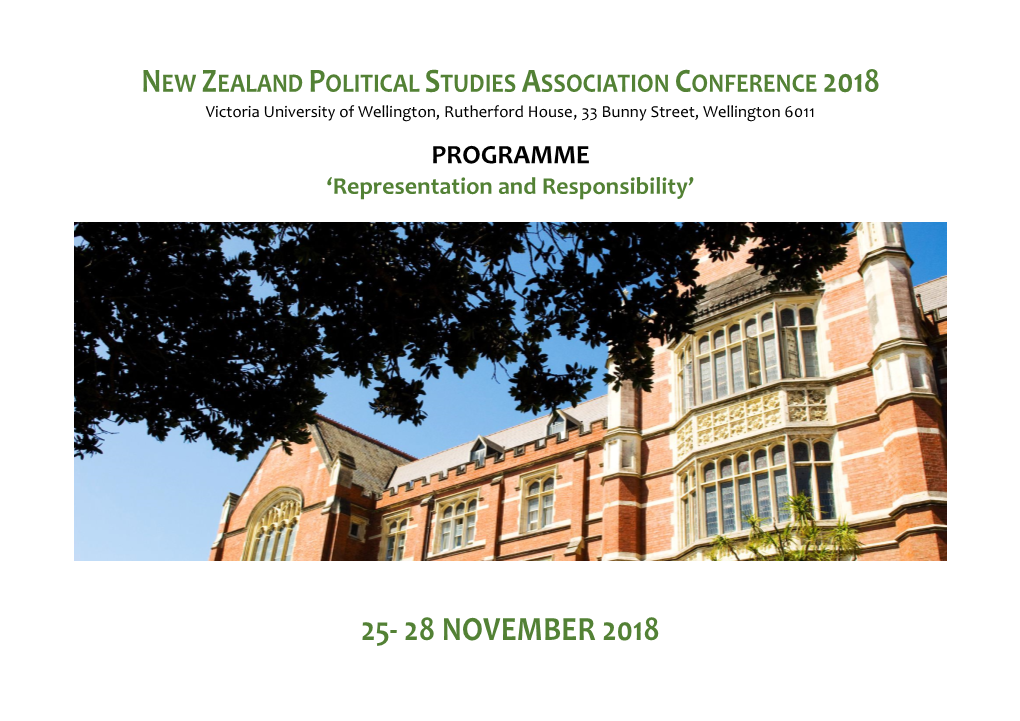 28 NOVEMBER 2018 POSTGRADUATE EVENT Victoria University of Wellington