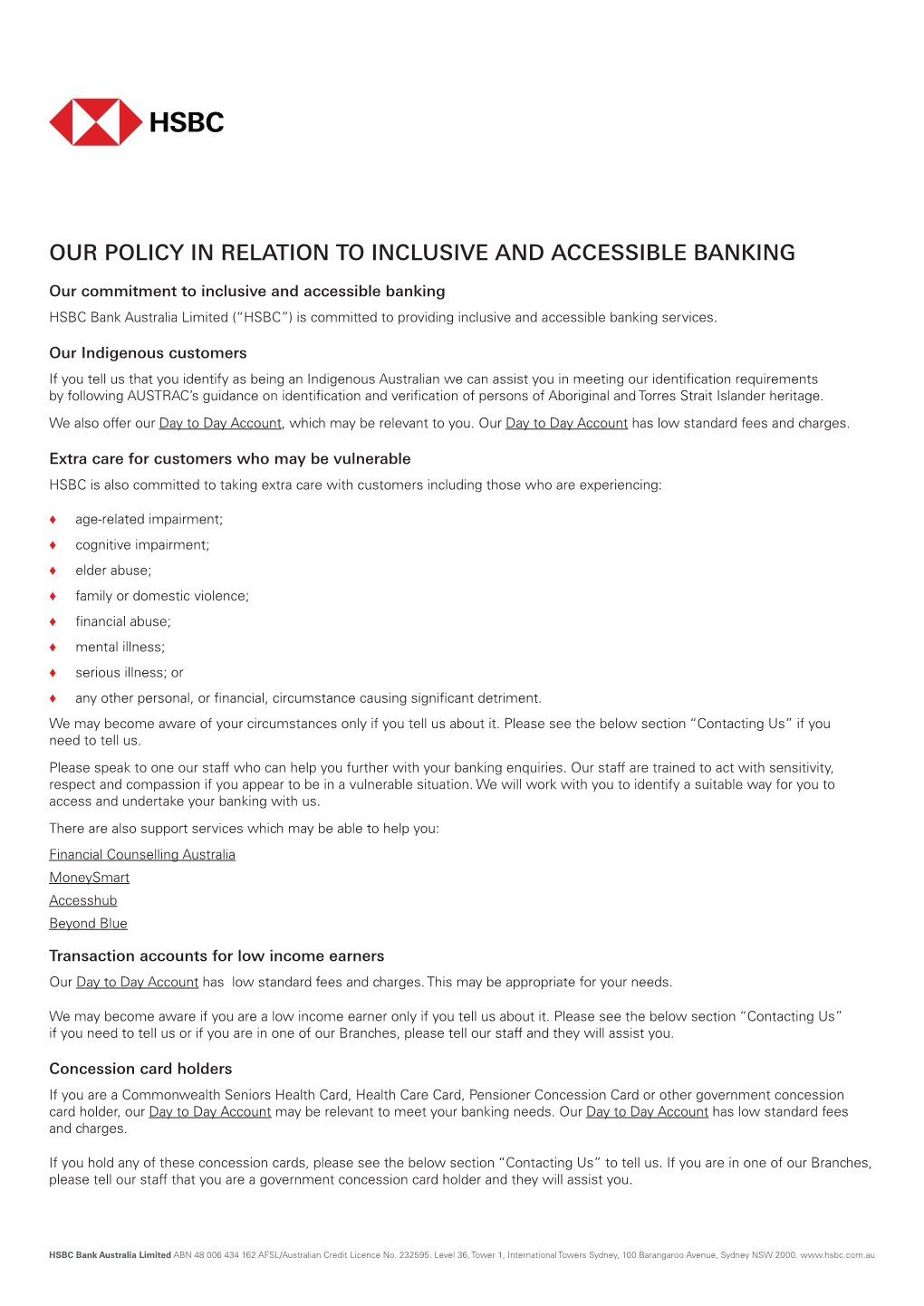 Inclusive and Accessible Banking Factsheet