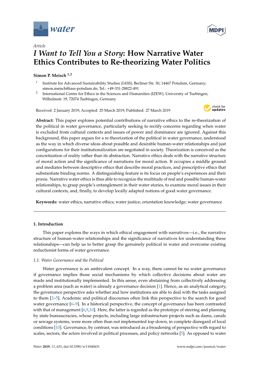 How Narrative Water Ethics Contributes to Re-Theorizing Water Politics