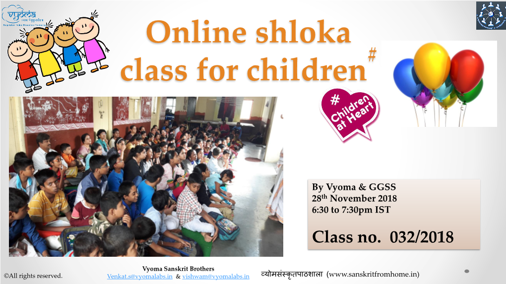 Online Shloka Class for Children