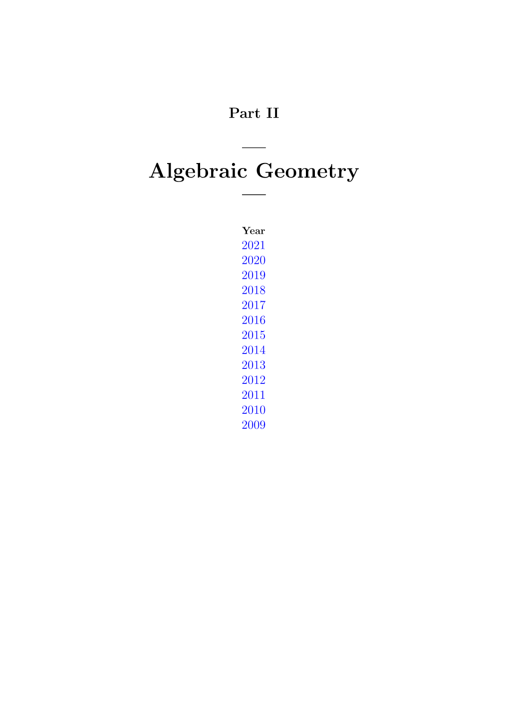 — Algebraic Geometry —