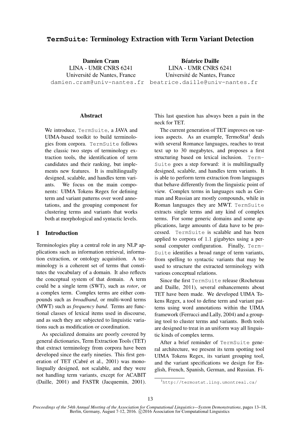 Termsuite: Terminology Extraction with Term Variant Detection