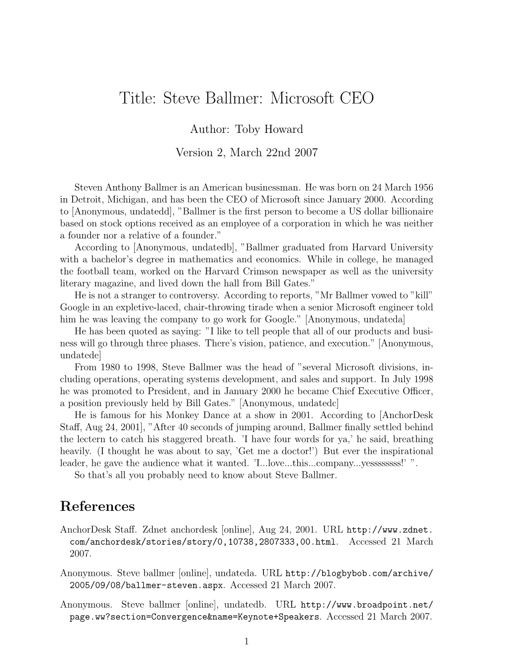 Title: Steve Ballmer: Microsoft CEO