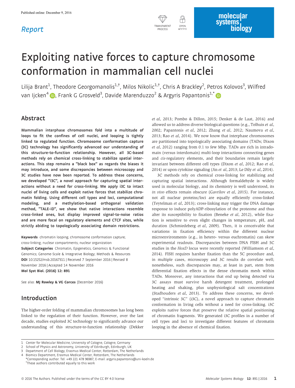 Exploiting Native Forces to Capture Chromosome Conformation in Mammalian Cell Nuclei